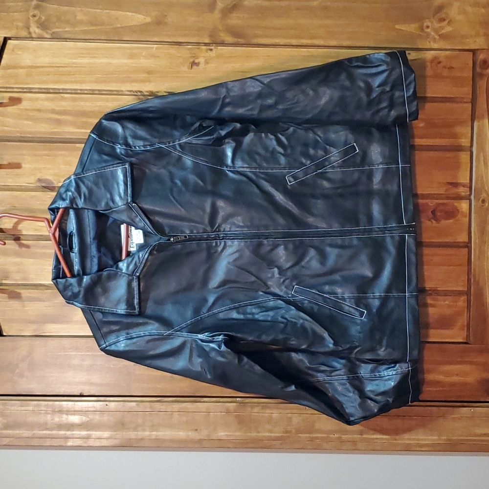 Girls' black leather jacket